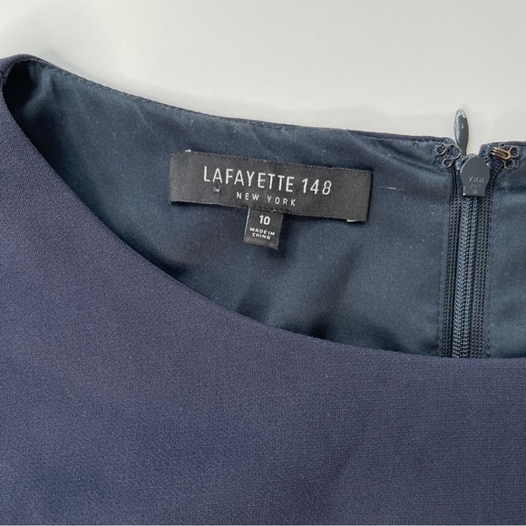 Lafayette 148 New York Navy Sheath Dress Size 10 - Picture 7 of 10